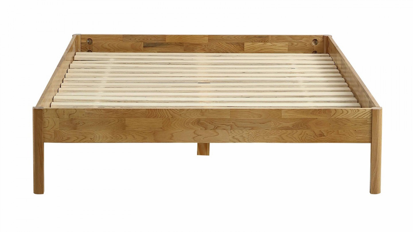 Ensemble lit 140x190 en chêne massif Aina + Matelas Hybride à ressorts ensachés et mémoire de forme - Spring Elite