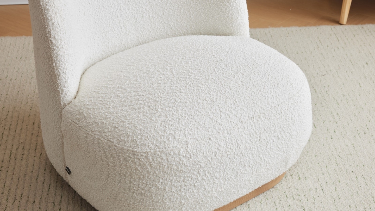 Fauteuil en tissu bouclette écru - Colette Fauteuil en tissu bouclette écru - Colette