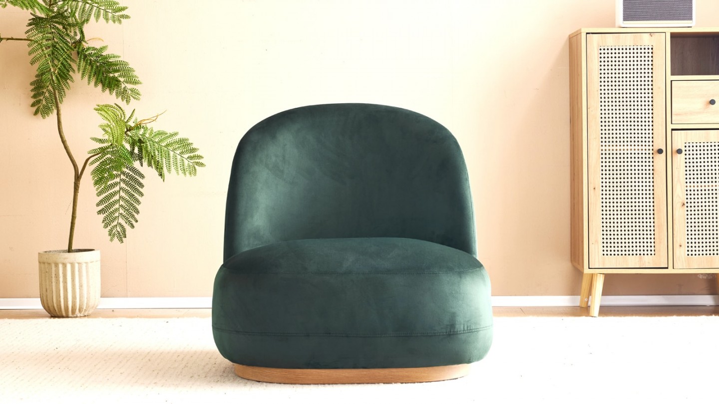 Fauteuil en velours vert - Colette