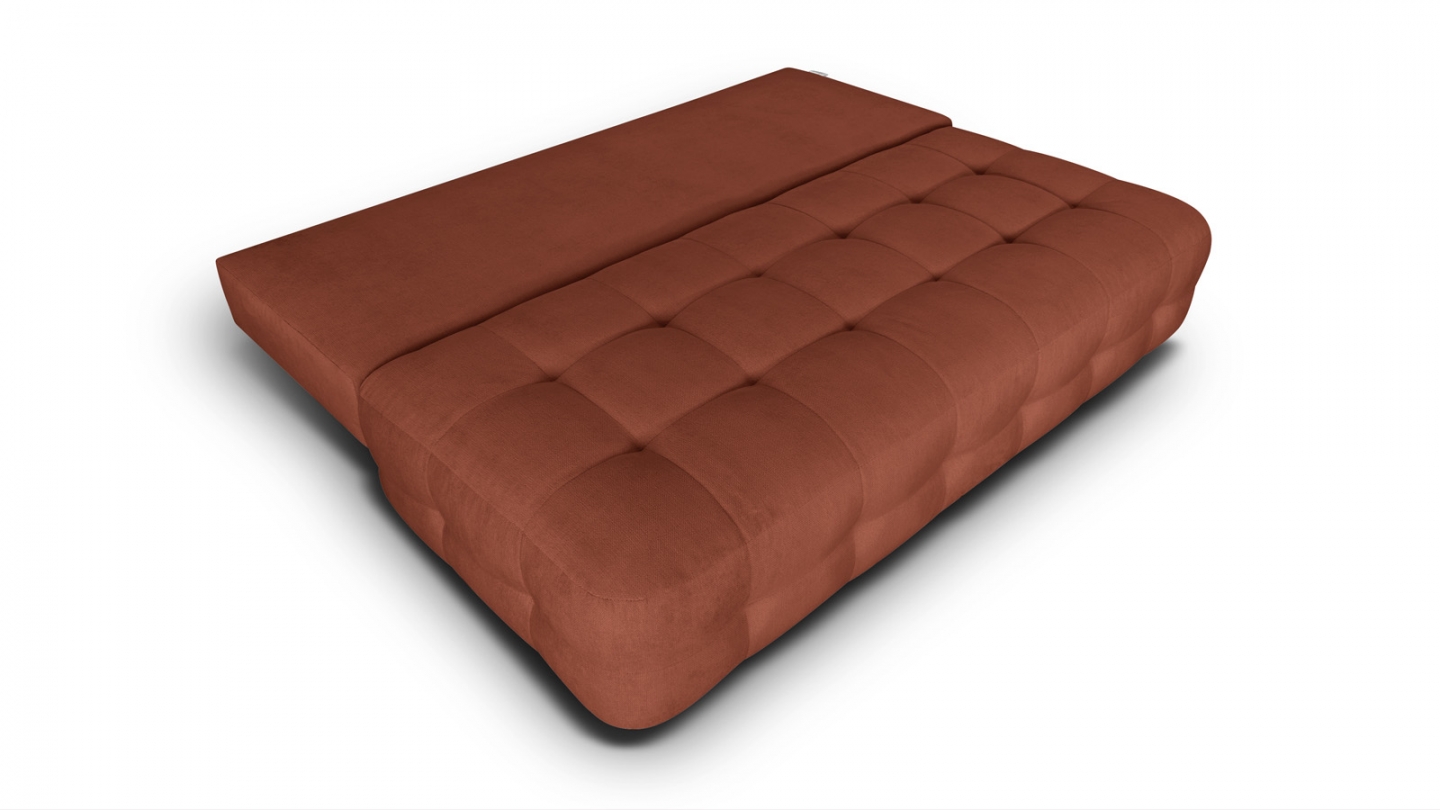 Canapé convertible 3 places avec coffre de rangement en tissu chenille terracotta - Léo