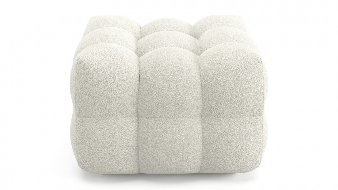 Pouf en tissu bouclé beige - Cester