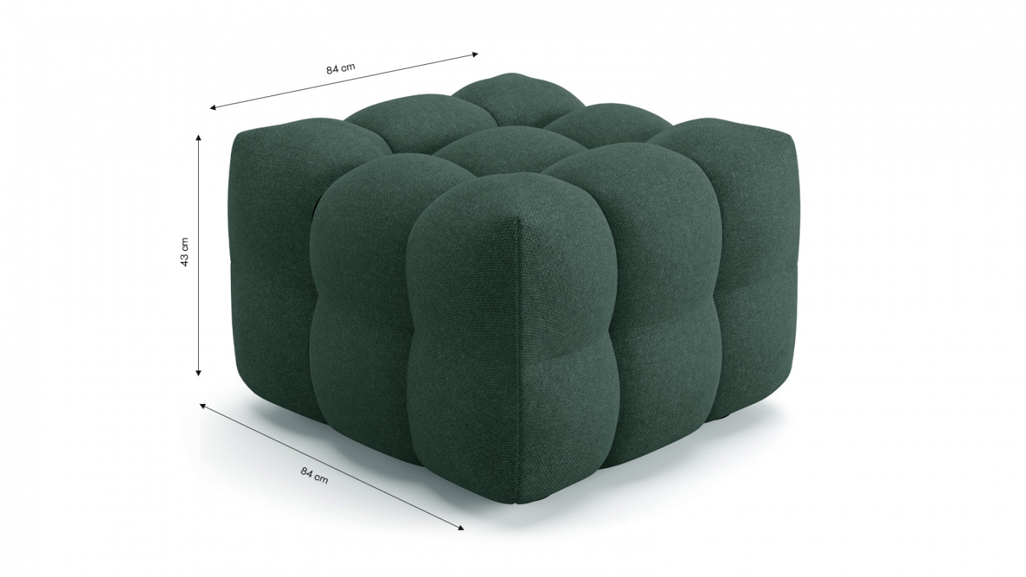 Pouf capitonné en tissu chenille vert - Cester