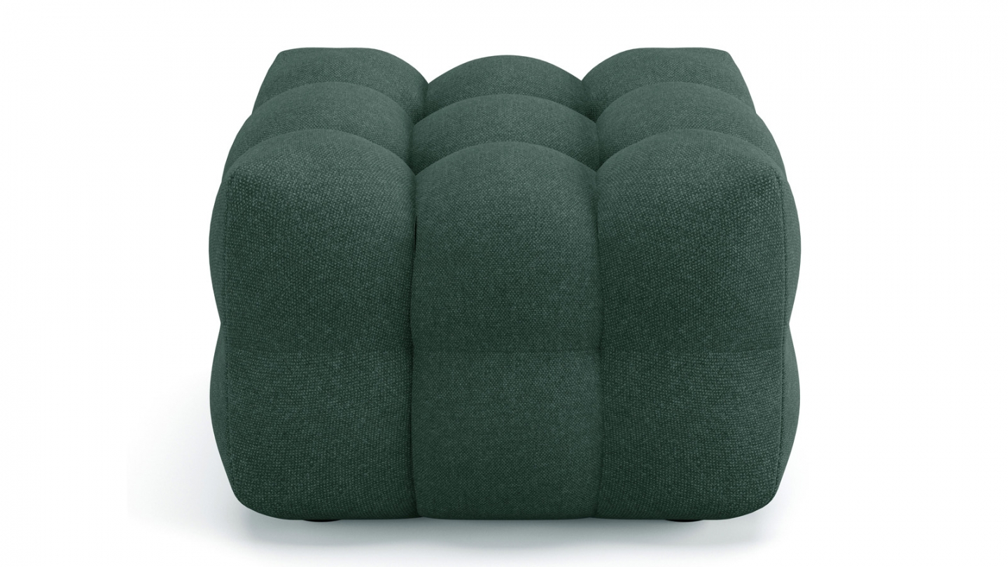 Pouf capitonné en tissu chenille vert - Cester