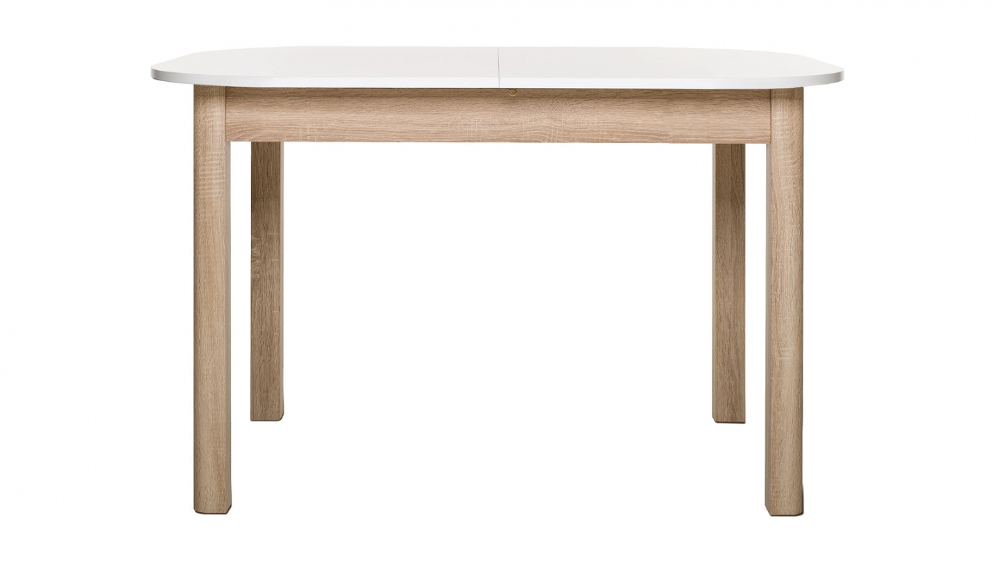 Table à manger extensible blanc/effet chêne 4/6 personnes 120/160 cm - Tori