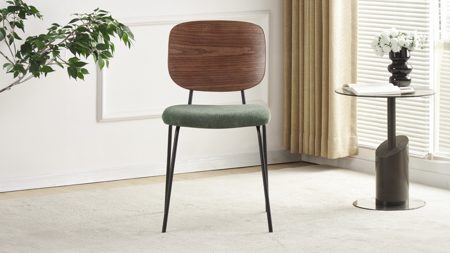 Lot de 2 chaises en velours côtelé vert kaki - Naya Lot de 2 chaises en velours côtelé vert kaki - Naya