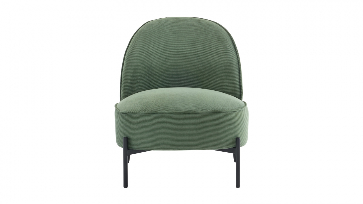 Fauteuil en velours côtelé vert kaki - Basile