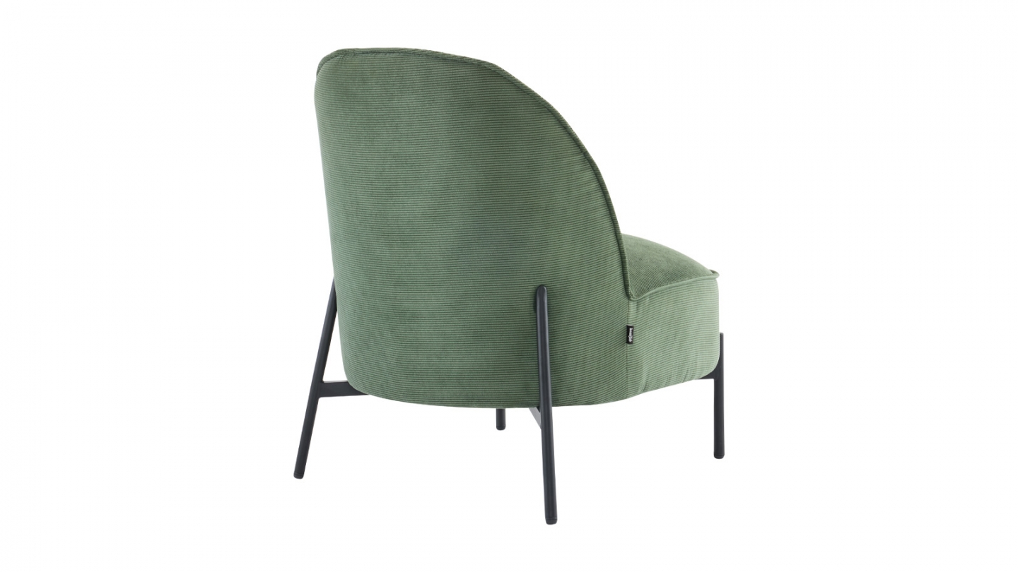 Fauteuil en velours côtelé vert kaki - Basile