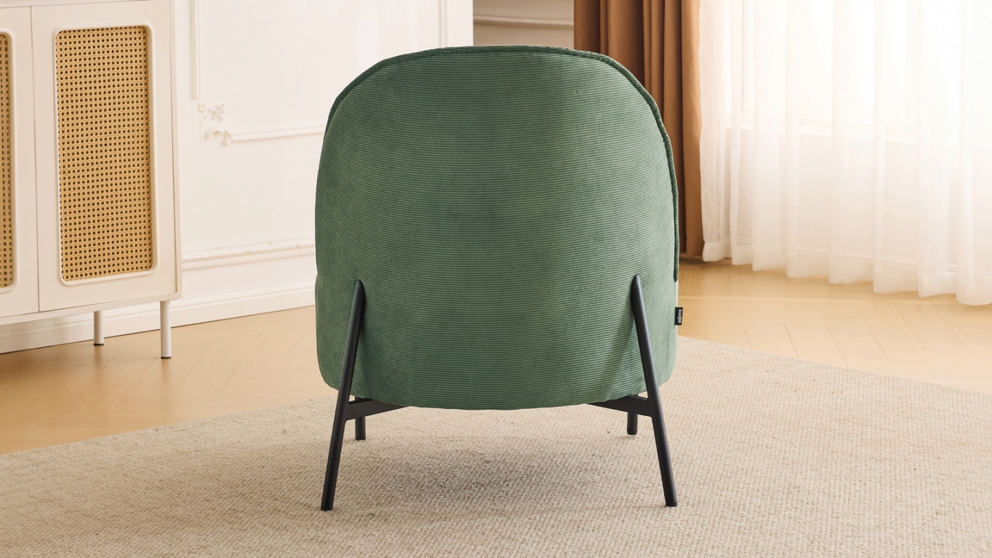 Fauteuil en velours côtelé vert kaki - Basile