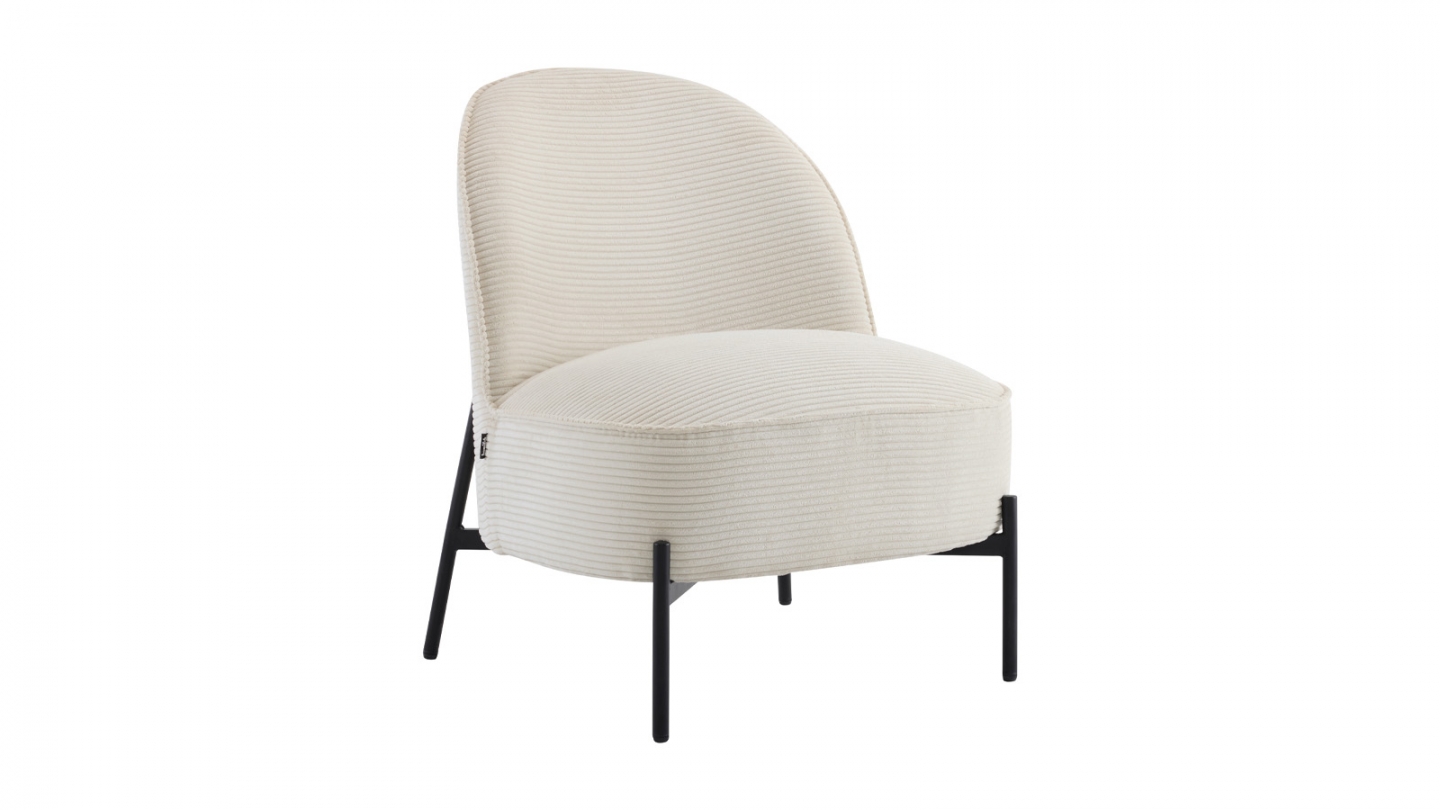 Fauteuil en velours côtelé beige - Basile