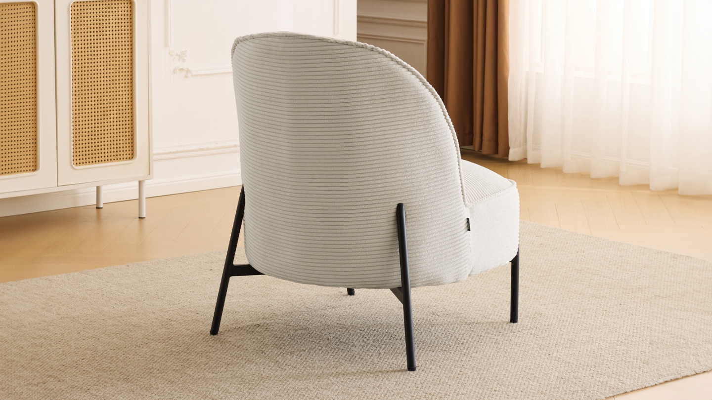 Fauteuil en velours côtelé beige - Basile