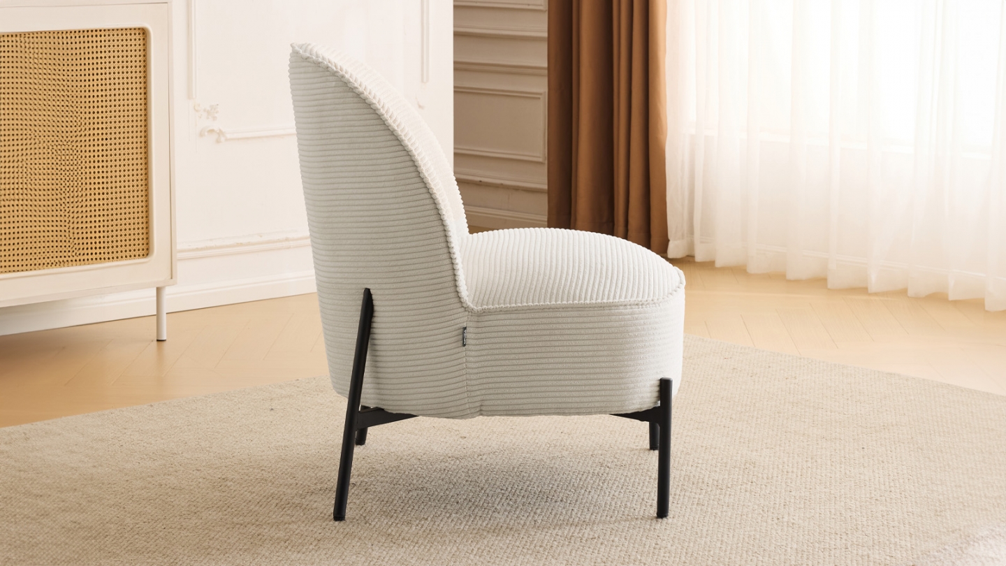 Fauteuil en velours côtelé beige - Basile