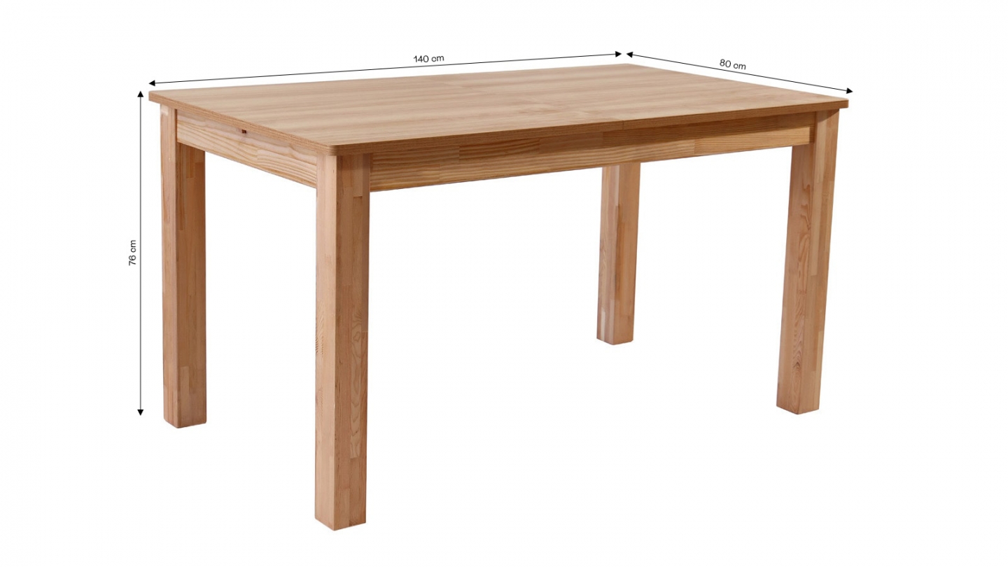 Table à manger extensible effet bois, piètement bois 140/180 cm - Lexi