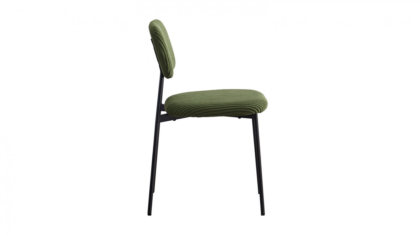 Lot de 4 chaises en velours côtelé vert kaki - Lorie