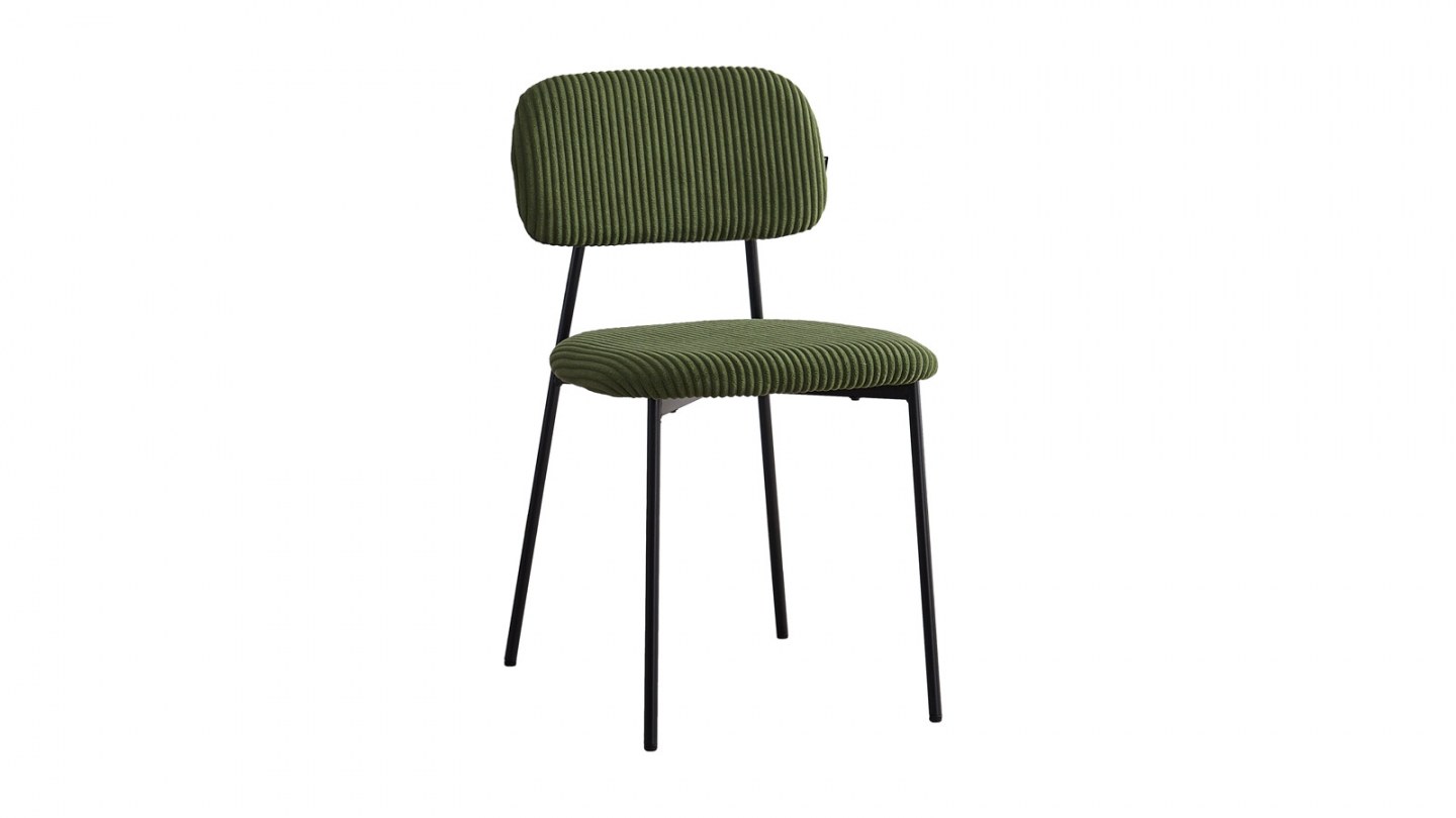 Lot de 4 chaises en velours côtelé vert kaki - Lorie