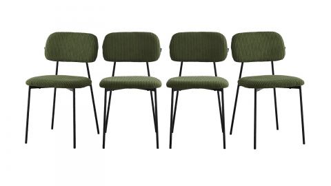 Lot de 4 chaises en velours côtelé vert kaki - Lorie