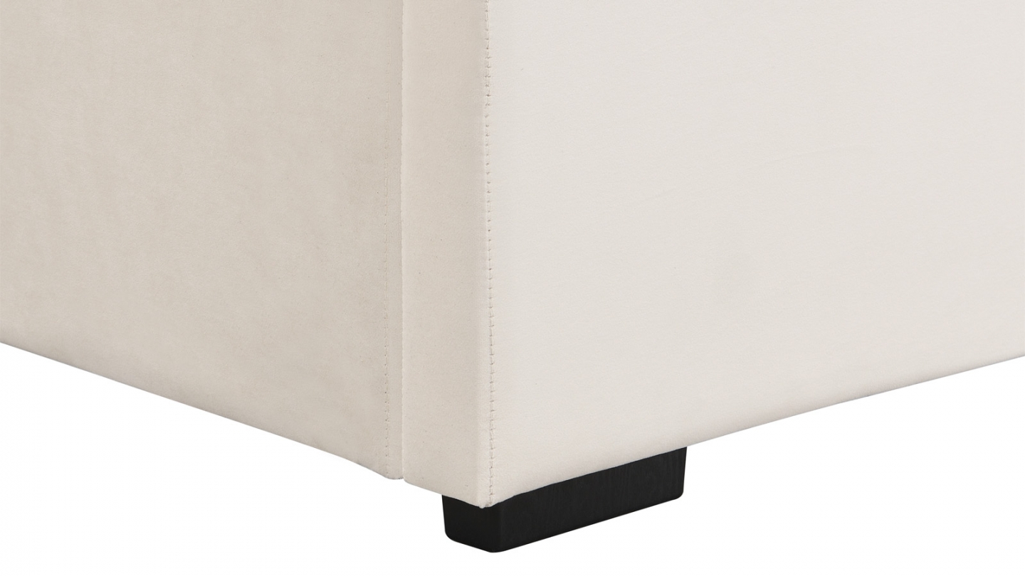 Lit coffre adulte 160x200 cm avec sommier et tête de lit capitonnée en velours beige - Lola