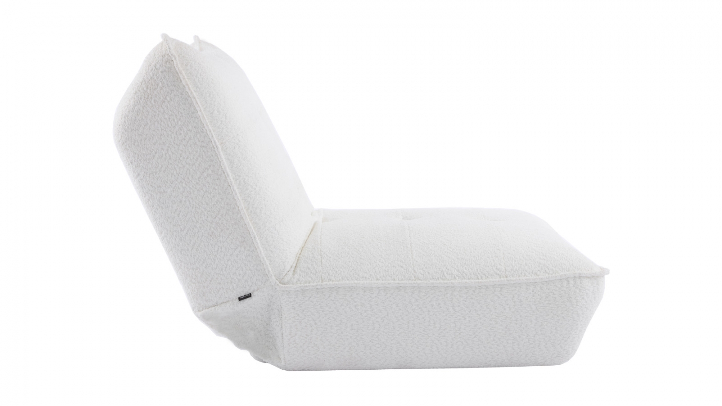 Fauteuil lounge en tissu bouclé beige - Matis