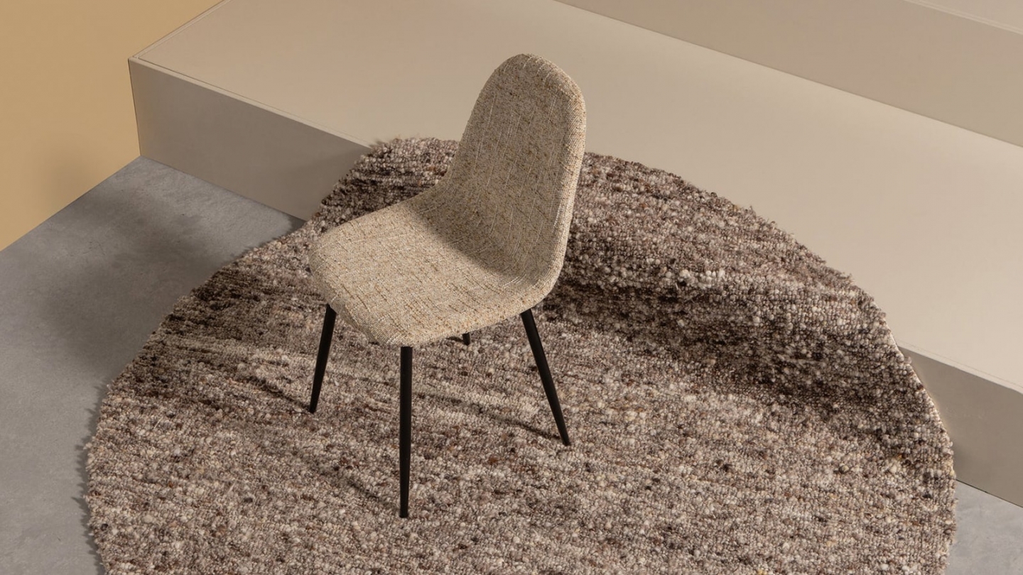 Lot de 2 chaises de salle à manger en tissu chenille beige - Marije