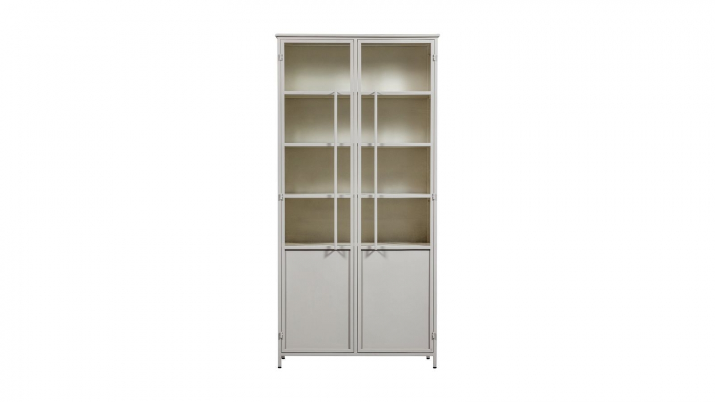 Vaisselier 2 portes en métal beige sable 99 cm - Exhibit