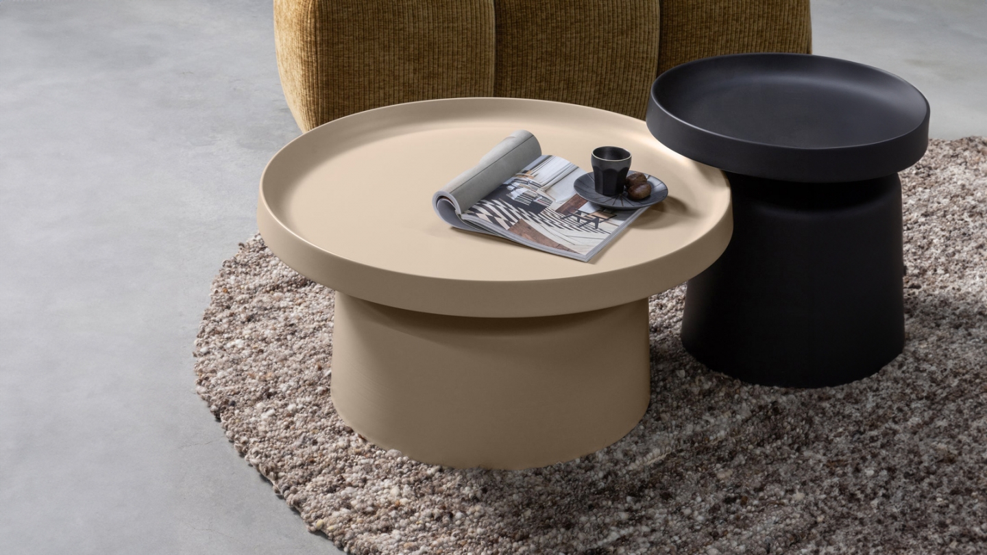 Table d'appoint ronde en métal beige Ø 74 cm - Peer