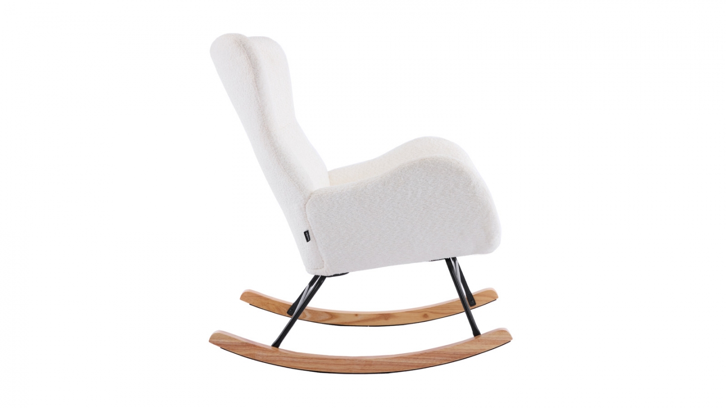 Rocking-chair en tissu bouclé beige - Béa