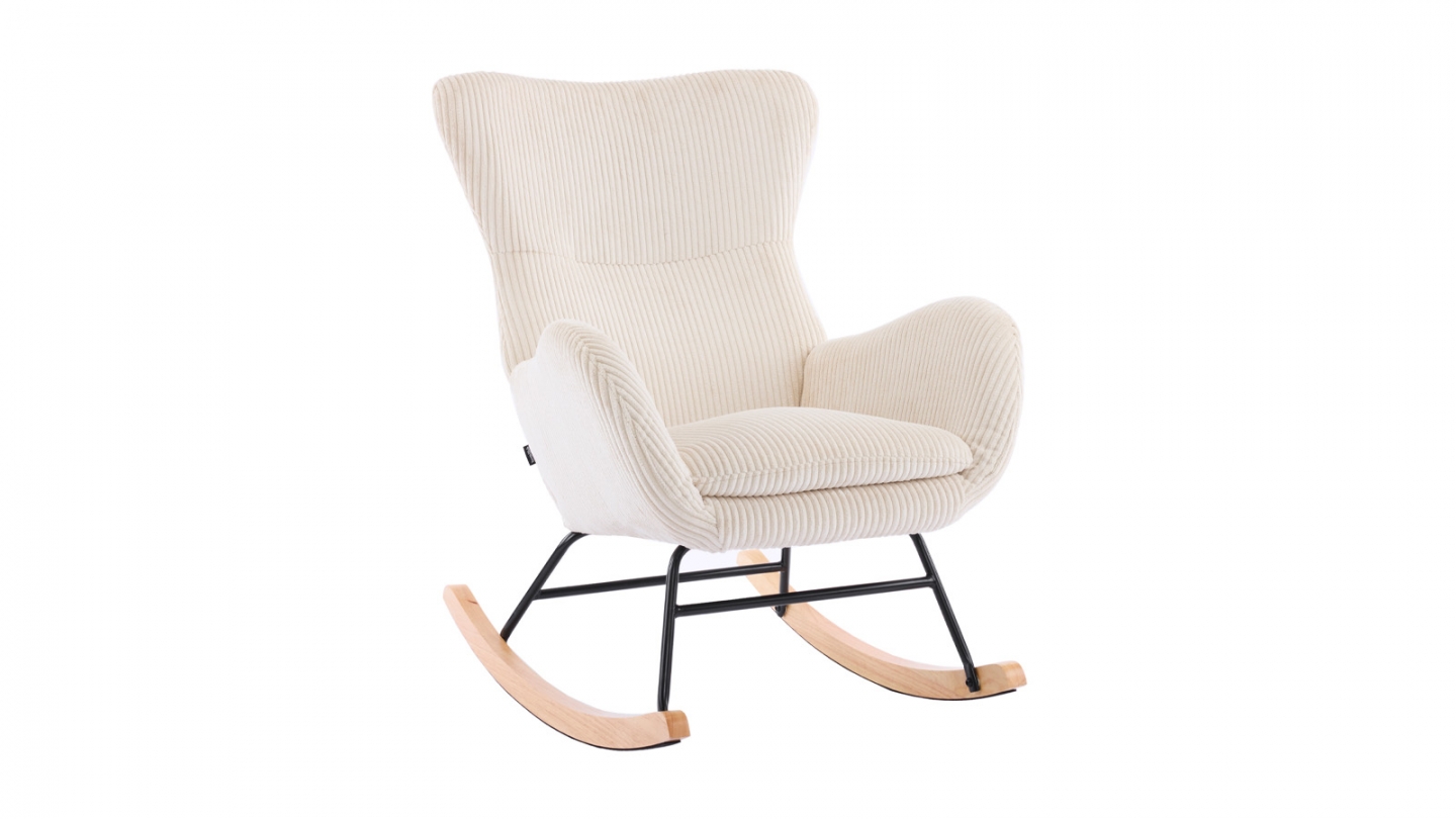 Rocking-chair en velours côtelé beige - Béa