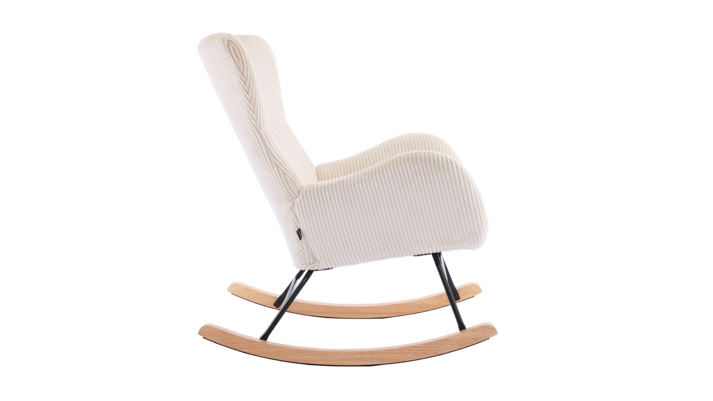 Rocking-chair en velours côtelé beige - Béa