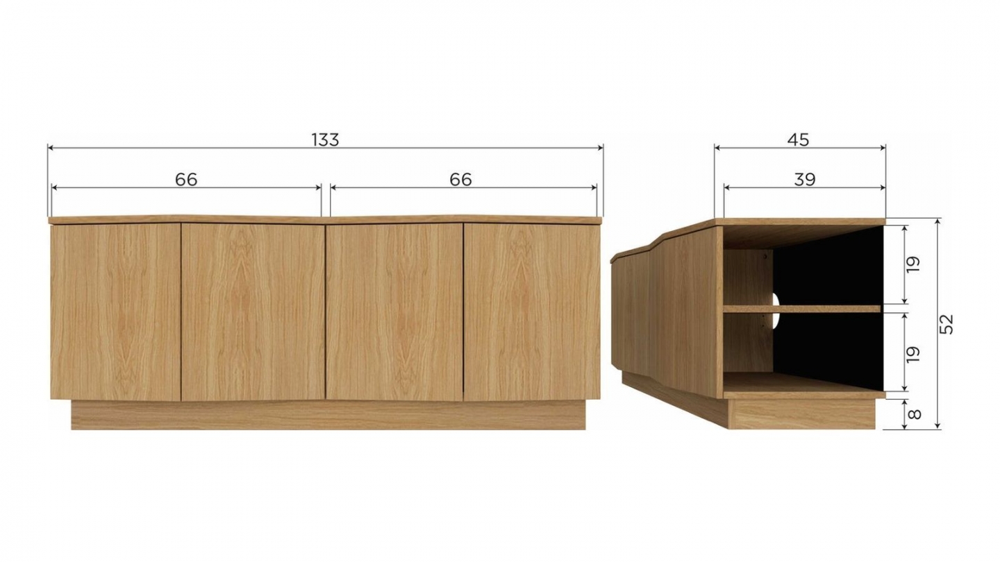 Meuble TV 4 portes en bois FSC 133 cm - Zuma