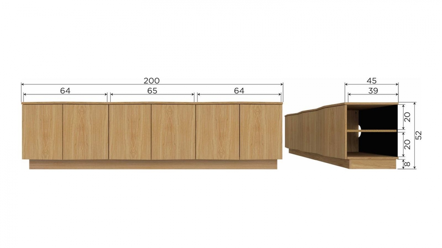 Meuble TV 6 portes en bois FSC 200 cm - Zuma