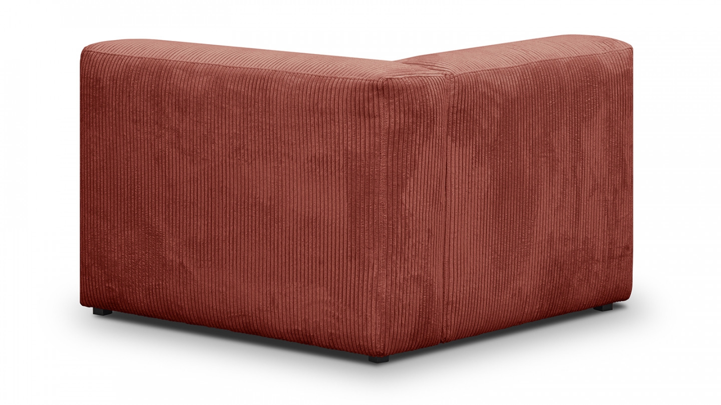 Canapé modulable panoramique 6 places avec méridienne à droite + pouf en velours côtelé rouille - Modulo New Canapé modulable panoramique 6 places avec méridienne à droite + pouf en velours côtelé rouille - Modulo New