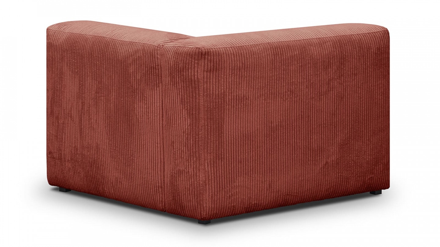 Canapé modulable panoramique 6 places avec méridienne à droite + pouf en velours côtelé rouille - Modulo New Canapé modulable panoramique 6 places avec méridienne à droite + pouf en velours côtelé rouille - Modulo New