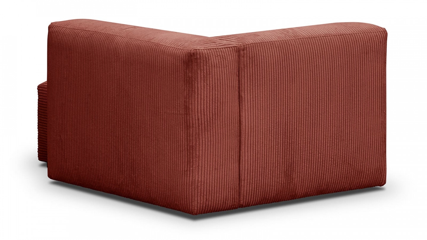 Canapé modulable panoramique 6 places avec méridienne à droite + pouf en velours côtelé rouille - Modulo New Canapé modulable panoramique 6 places avec méridienne à droite + pouf en velours côtelé rouille - Modulo New