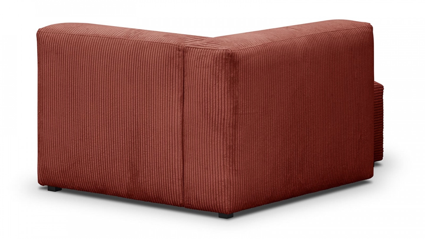 Canapé modulable panoramique 6 places avec méridienne à gauche + pouf en velours côtelé rouille - Modulo New Canapé modulable panoramique 6 places avec méridienne à gauche + pouf en velours côtelé rouille - Modulo New