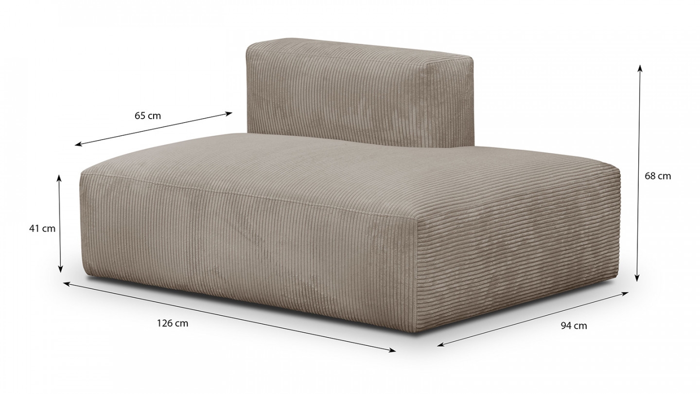 Canapé modulable panoramique 9 places ouvert à droite + pouf en velours côtelé taupe - Modulo New Canapé modulable panoramique 9 places ouvert à droite + pouf en velours côtelé taupe - Modulo New