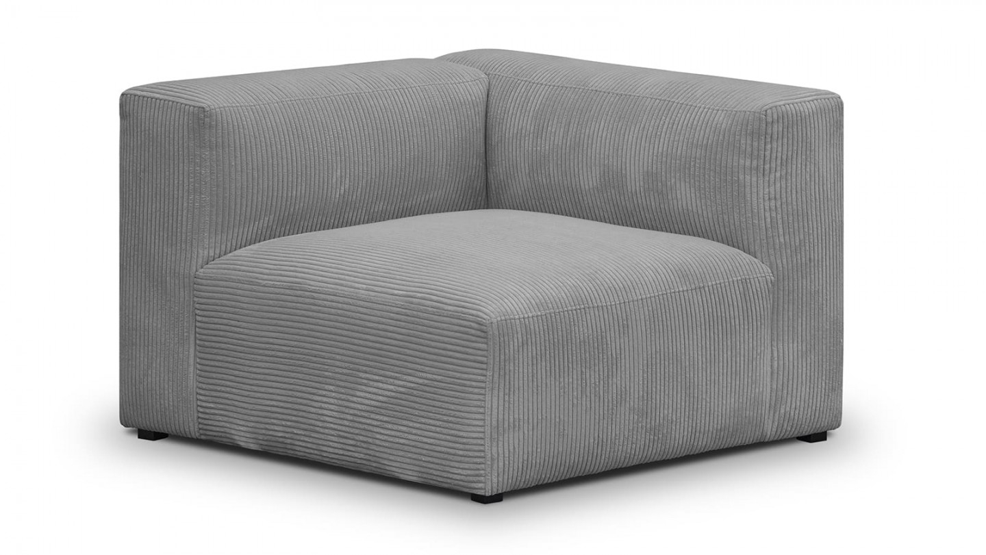 Canapé modulable panoramique 9 places ouvert à gauche en velours côtelé gris clair - Modulo New