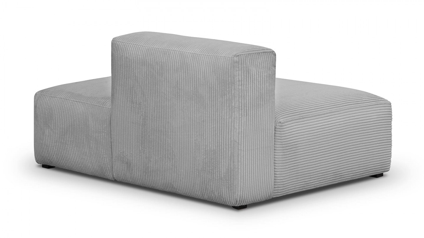Canapé modulable panoramique 9 places ouvert à droite + pouf en velours côtelé gris clair - Modulo New