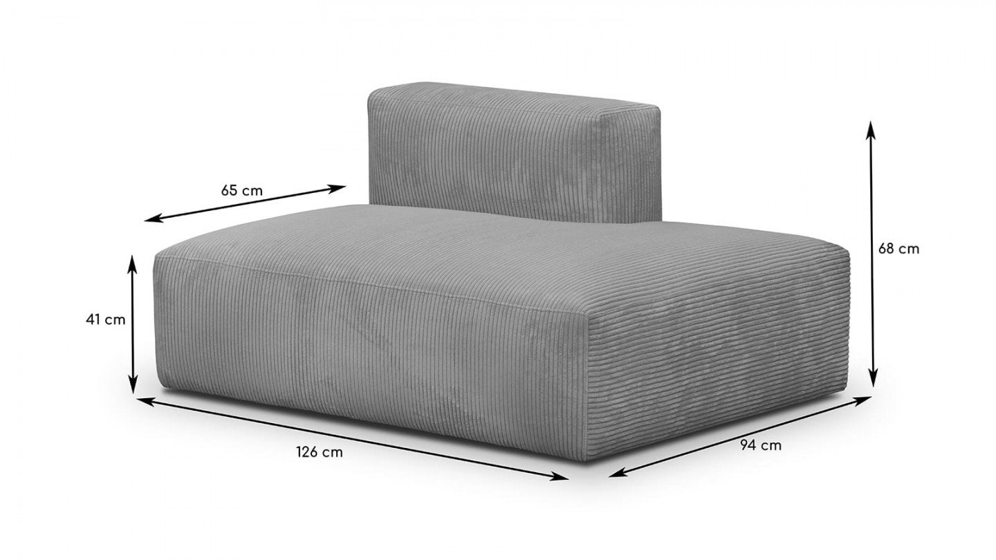 Canapé modulable panoramique 9 places ouvert à droite + pouf en velours côtelé gris clair - Modulo New