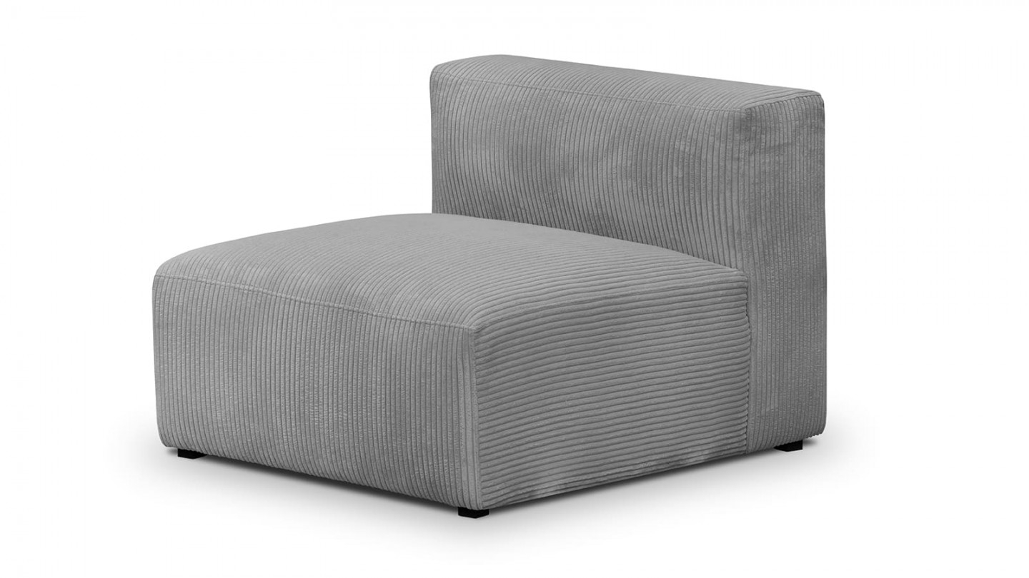 Canapé modulable panoramique 9 places ouvert à droite + pouf en velours côtelé gris clair - Modulo New