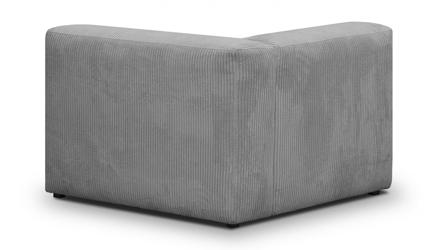 Canapé modulable panoramique 9 places ouvert à droite + pouf en velours côtelé gris clair - Modulo New
