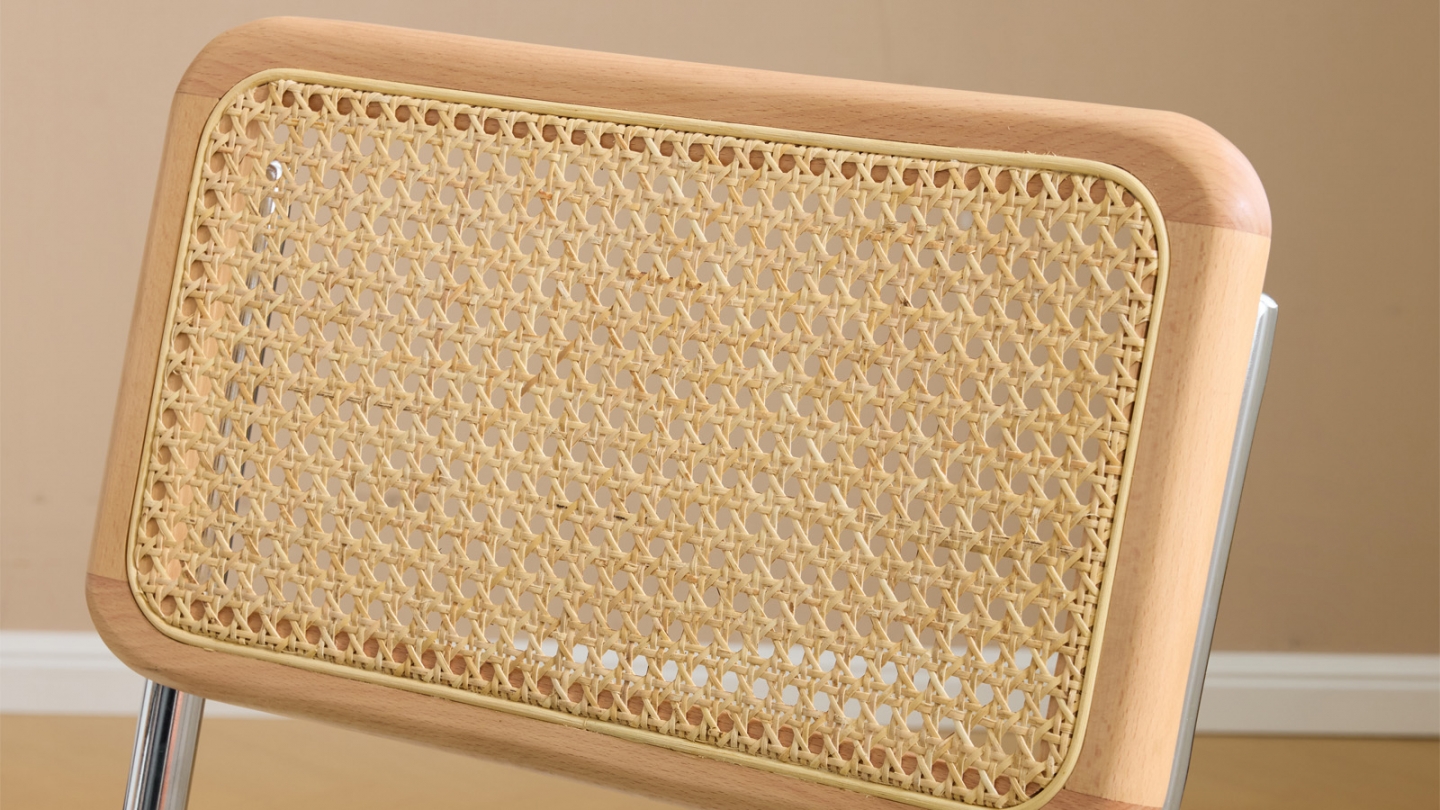 Lot de 2 chaises en acier chromé, cannage naturel et velours côtelé vert - Paula