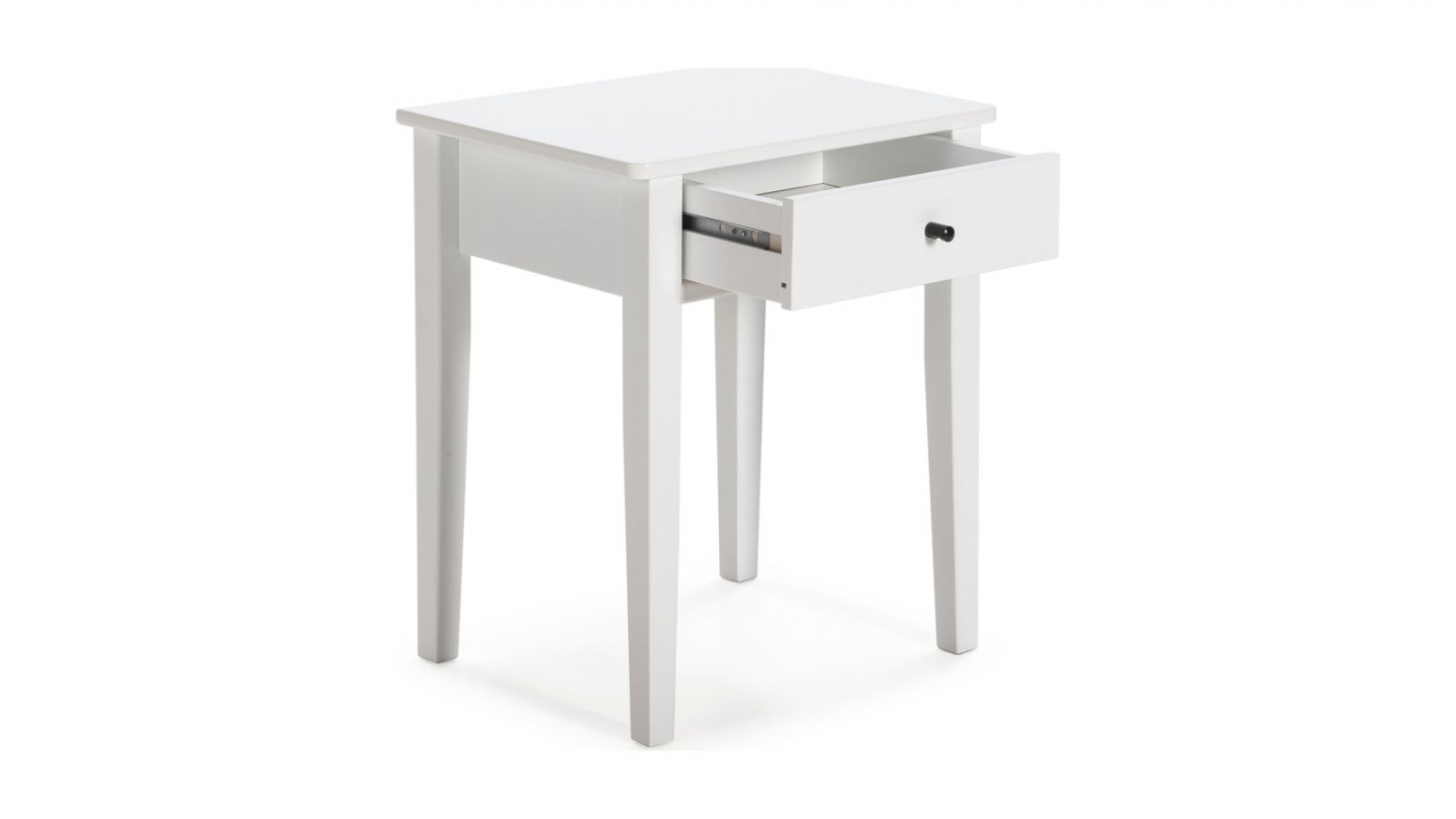 Table de chevet 1 tiroir en bois blanc - Stan