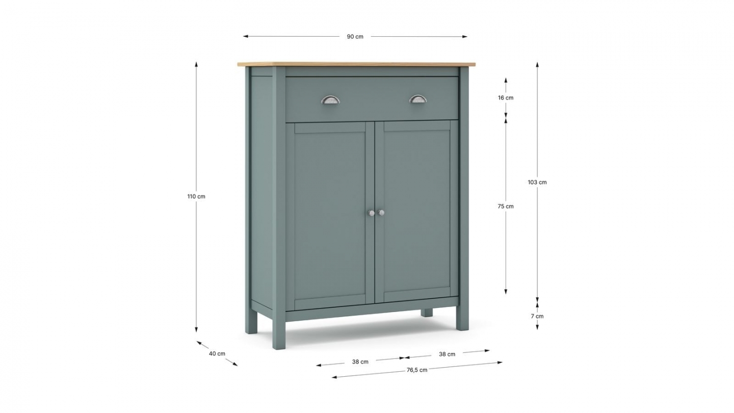 Buffet 2 portes 1 tiroir en bois massif vert kaki 90 cm - Macha