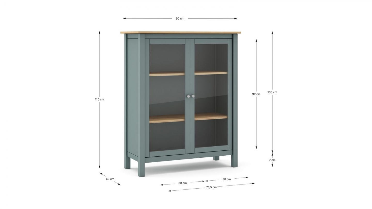 Vaisselier 2 portes en bois massif vert kaki 110 cm - Macha