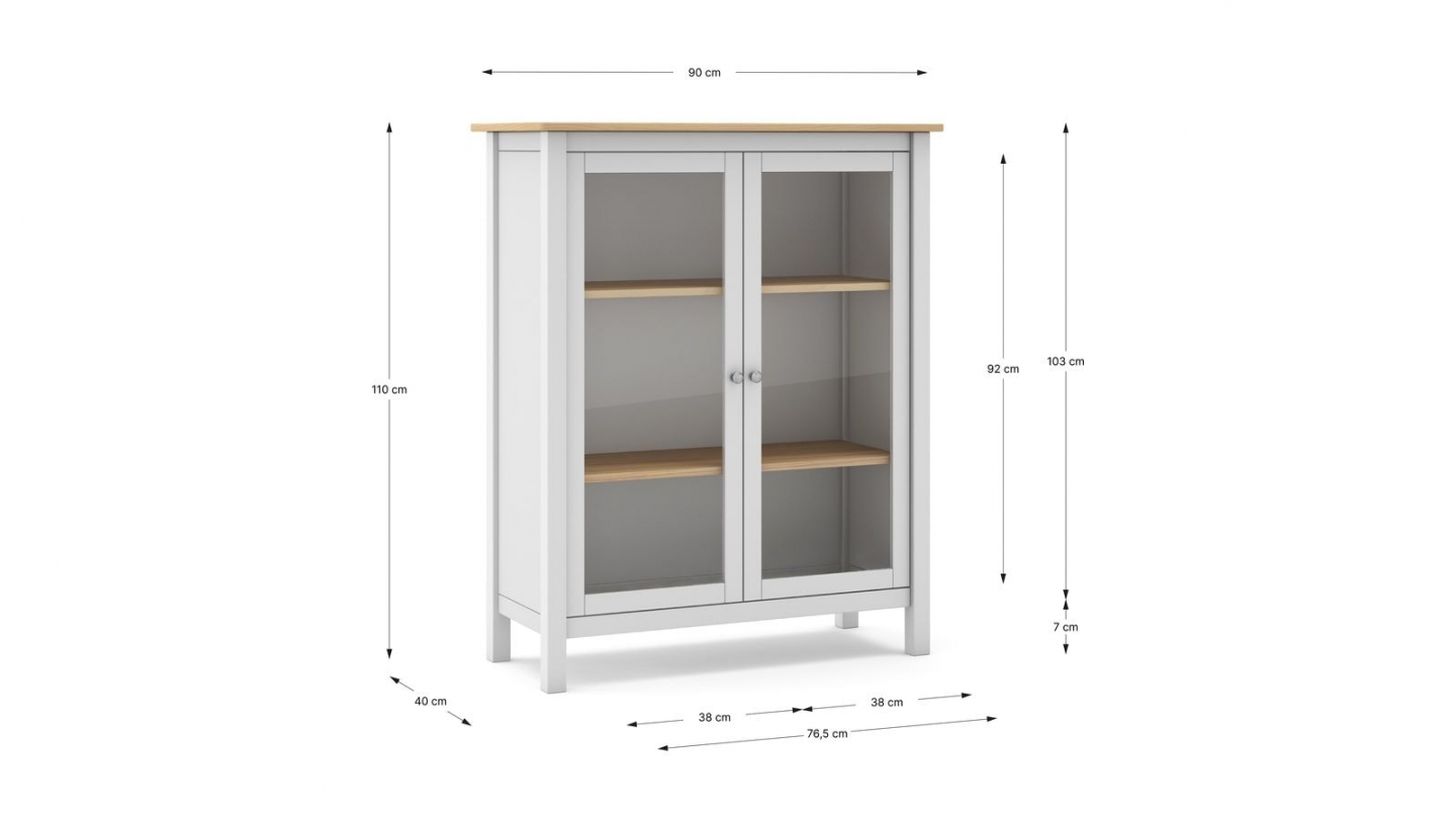 Vaisselier 2 portes en bois massif blanc 110 cm - Macha