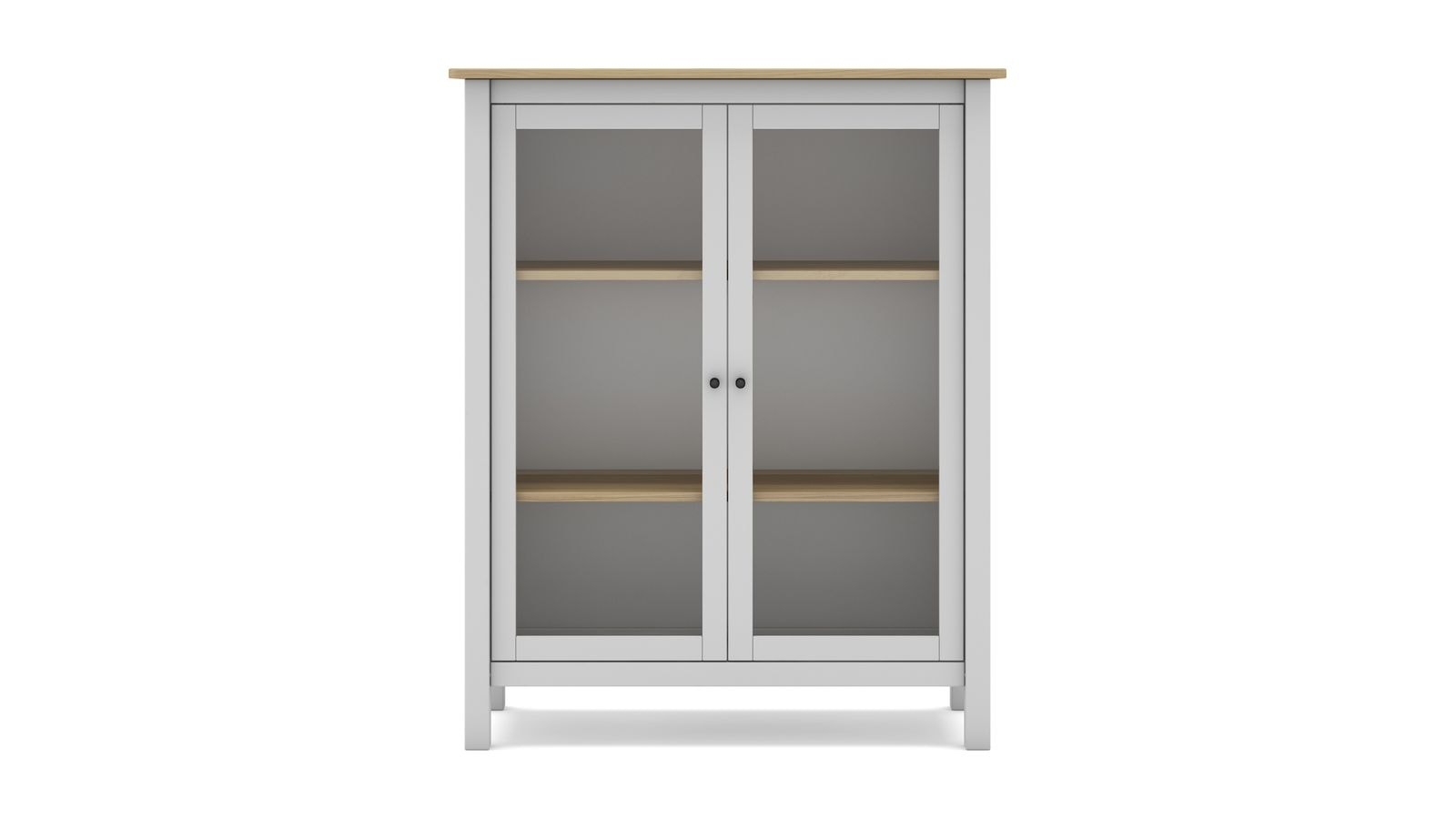 Vaisselier 2 portes en bois massif blanc 110 cm - Macha