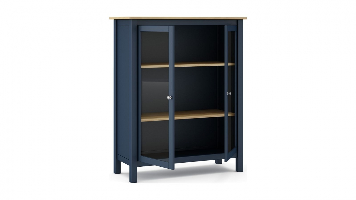 Vaisselier 2 portes en bois massif Bleu foncé 110 cm - Macha