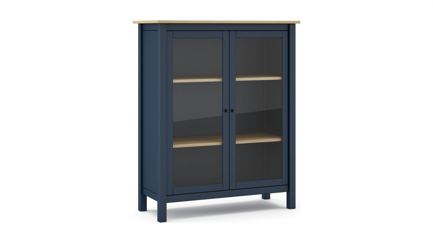 Vaisselier 2 portes en bois massif Bleu foncé 110 cm - Macha