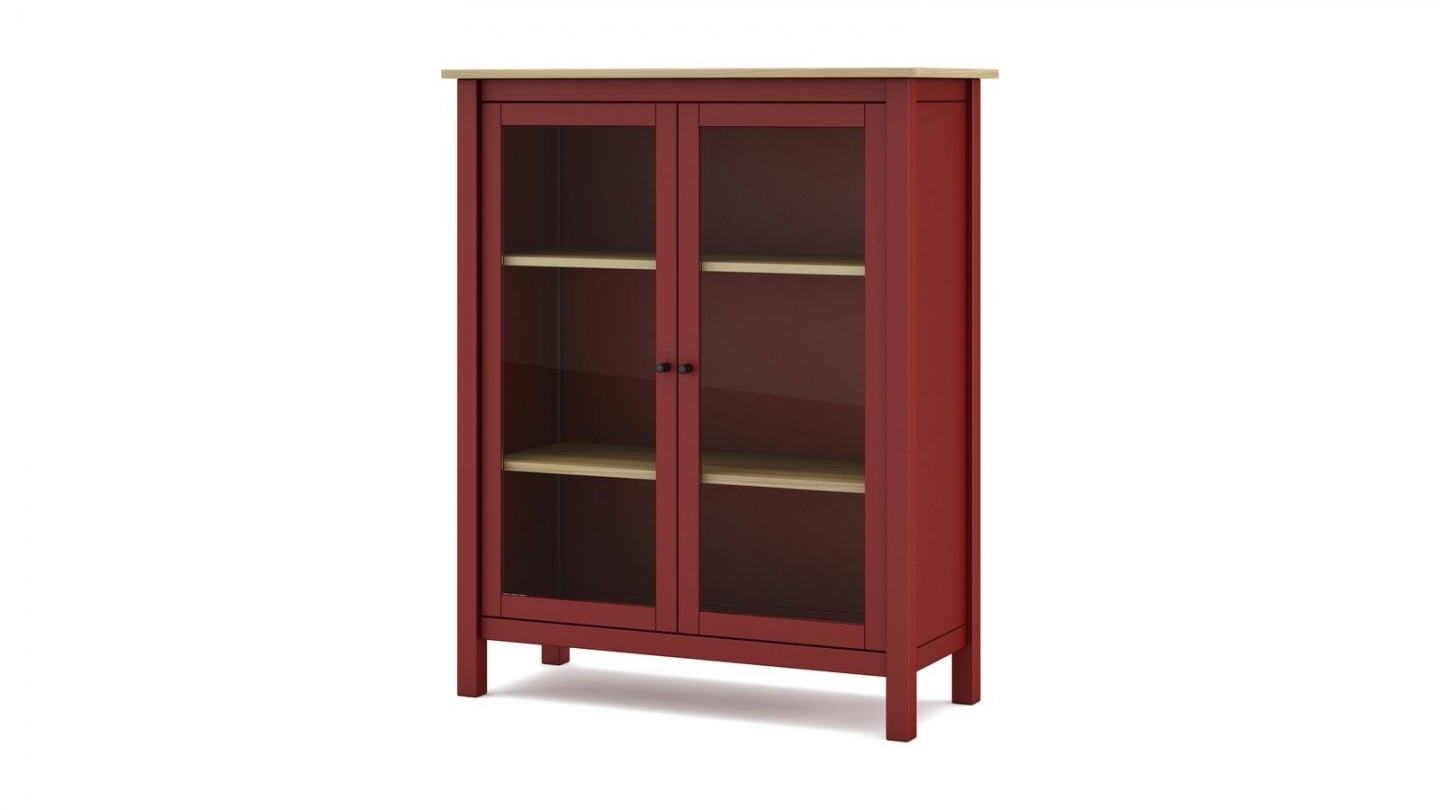 Vaisselier 2 portes en bois massif Rouge 110 cm - Macha