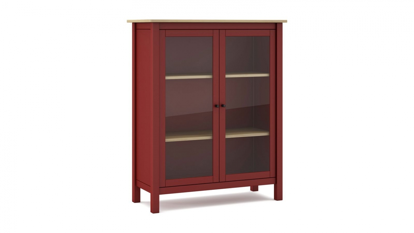 Vaisselier 2 portes en bois massif Rouge 110 cm - Macha