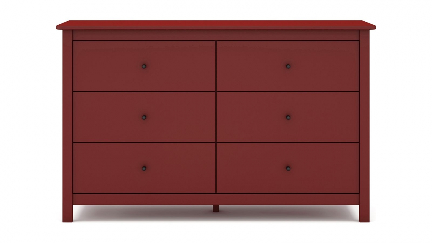 Commode 6 tiroirs en bois massif rouge 130 cm - Macha